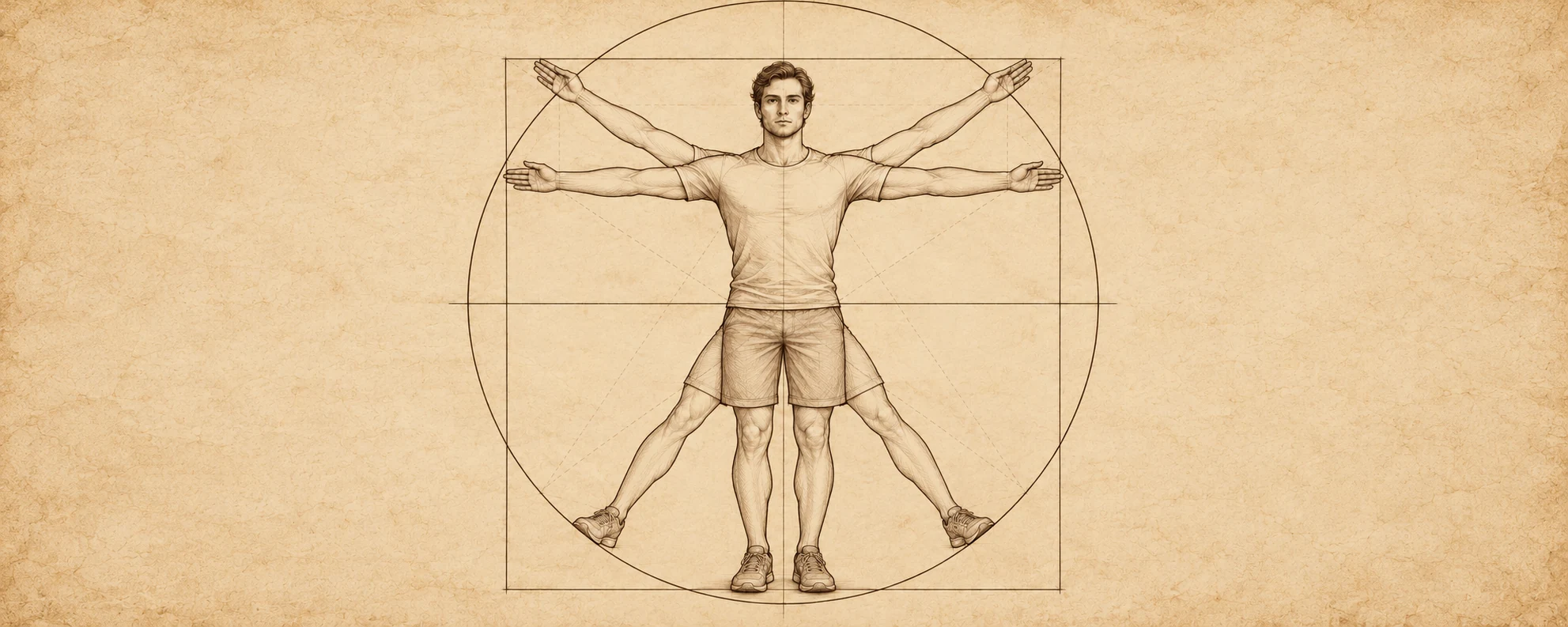 AI interpretation of a clothed figure in a circle and square